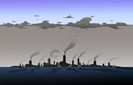 工业污染下天空的海洋插画