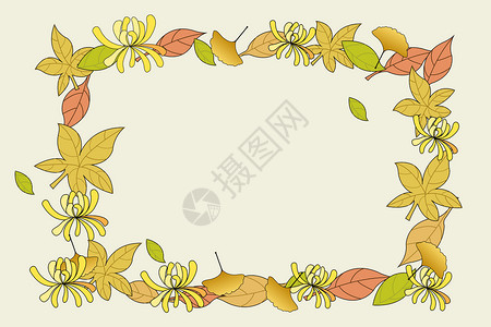 银杏矢量秋天植物花卉背景插画