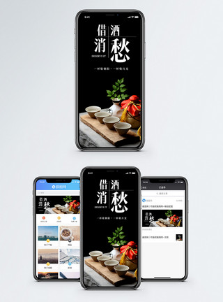 白酒展示借酒消愁手机海报配图模板