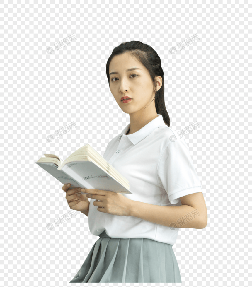 女学生看书图片