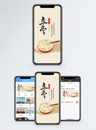 中国风家庭立冬吃饺子手机海报配图模板
