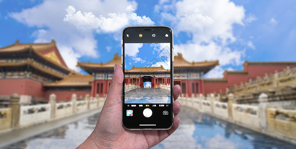 北京商业街手机摄影设计图片