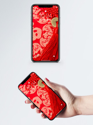 红色烟中国风背景手机壁纸模板