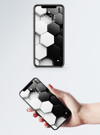 黑白拼接3d抽象背景手机壁纸模板