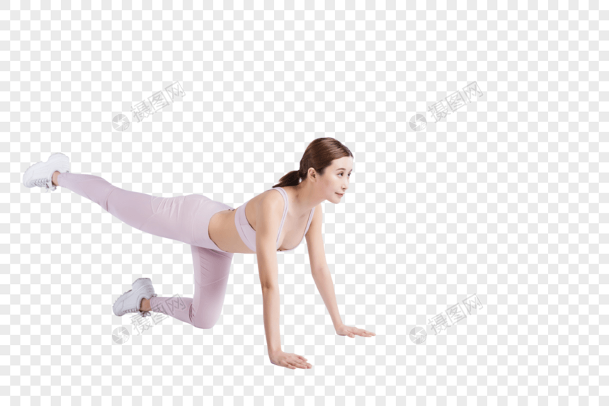 年轻女性做抬腿运动图片