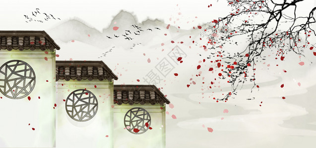 京式建筑中国风徽式建筑插画
