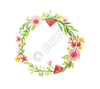 水果PPT小清新花卉边框透明底素材插画