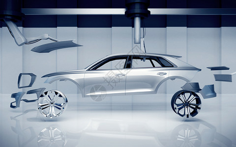 科技智能汽车汽车组装场景设计图片