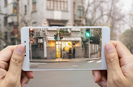 马德里街头手机摄影设计图片