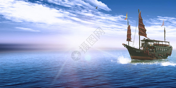 帆船乘风破浪扬帆远航设计图片