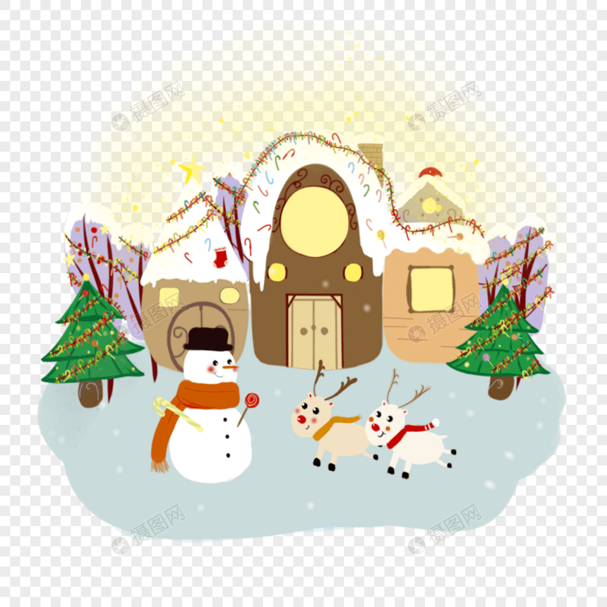 圣诞雪人和麋鹿图片