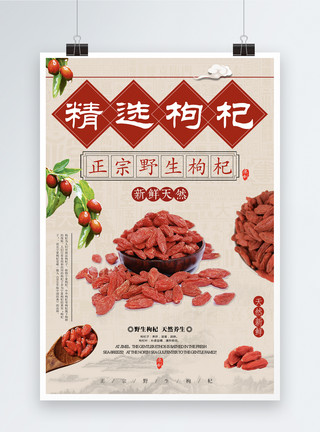 野生食物精选枸杞食品海报模板