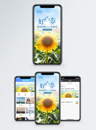 阳光与花素材好心态手机海报配图模板