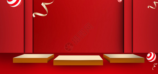 红盒子双十一展台设计图片