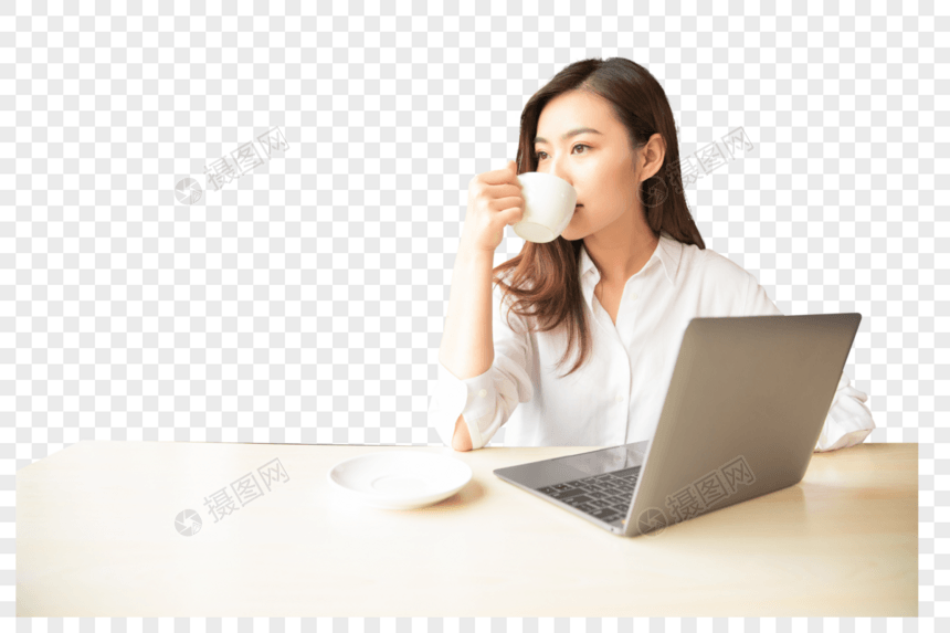 商务女性咖啡馆喝咖啡图片