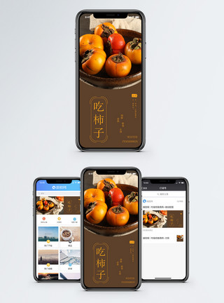节气食物吃柿子手机海报配图模板