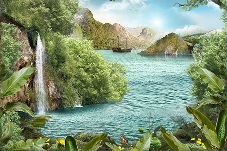 森林湖梦幻森林设计图片