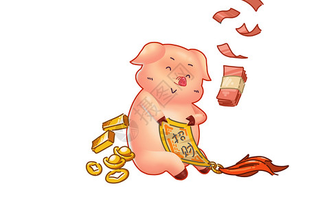 新年红包猪卡通形象配图图片