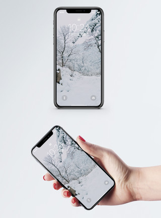 道路森林冬季雪景手机壁纸模板