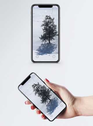 冬天雪地雪树雪中孤树手机壁纸模板