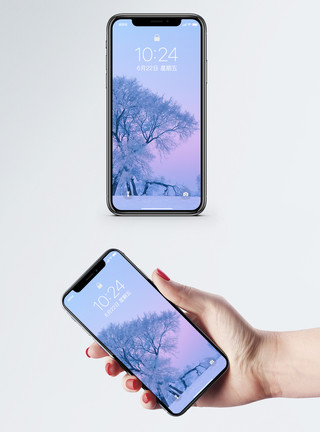 极简风霜降节气地产海报黑龙江雪景手机壁纸模板