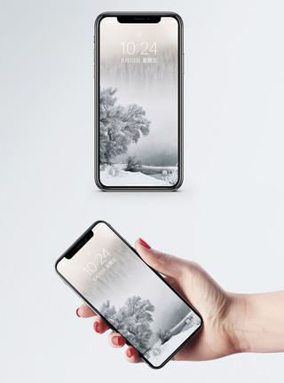 极简风霜降节气地产海报冬季雪景手机壁纸模板