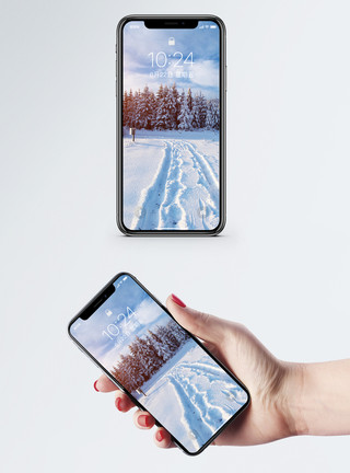 开阔背景雪景手机壁纸模板