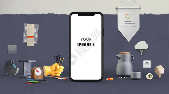 手持手机样机苹果手机展示模型设计图片
