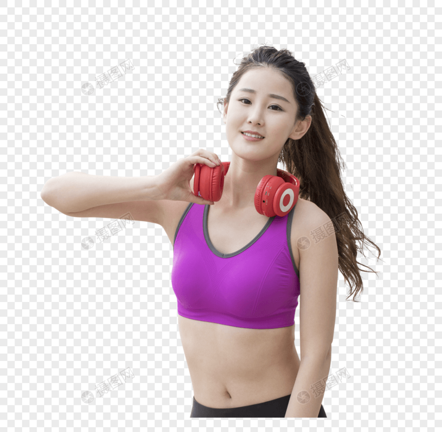 户外运动健身女性听歌图片