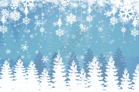 剪纸风冬季背景雪花背景设计图片
