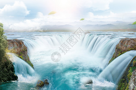 水瀑布梦幻森林设计图片