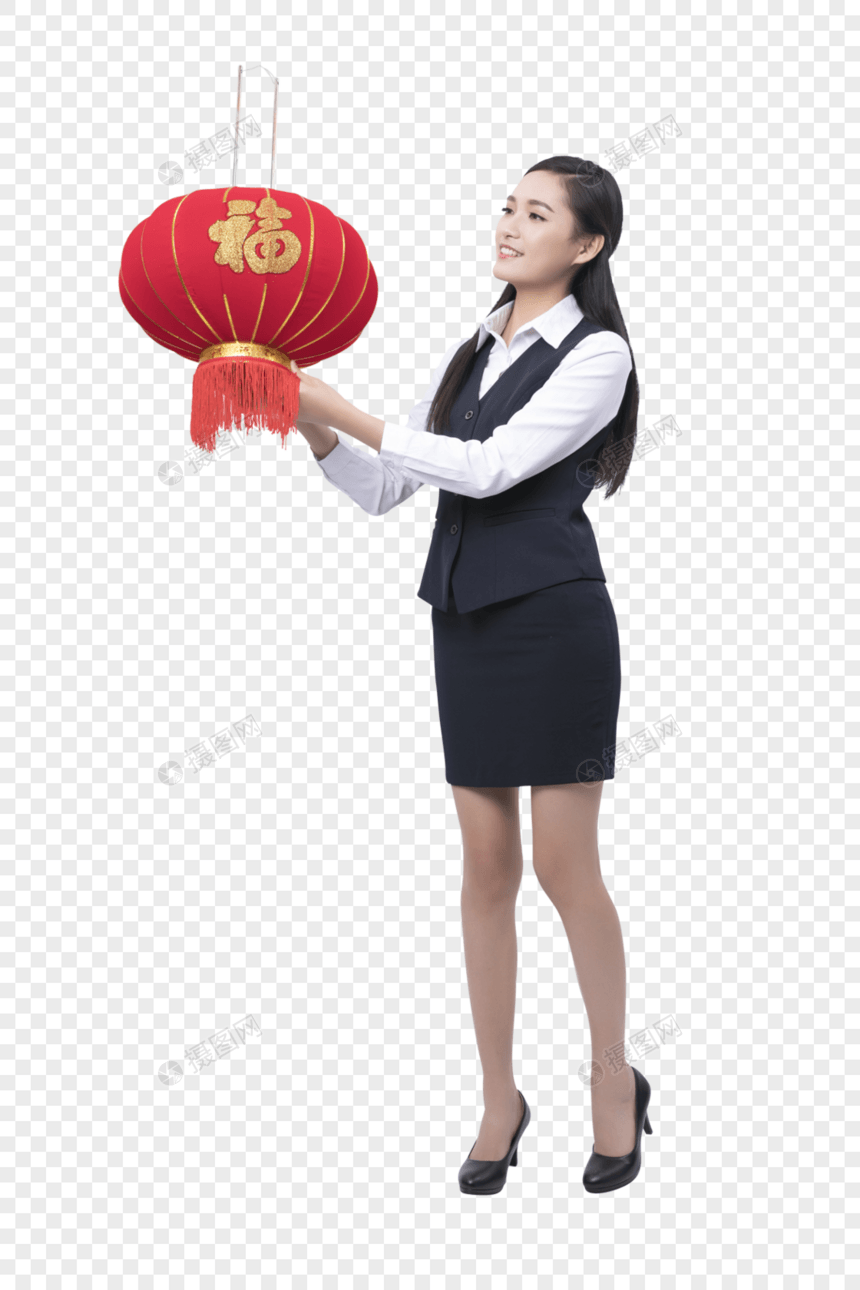 手拿灯笼的职业女性图片