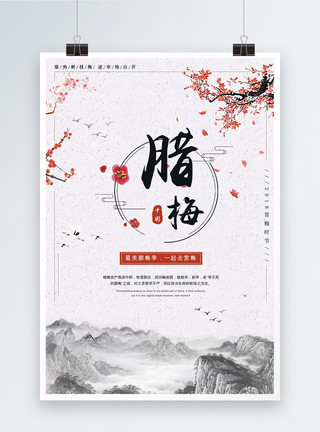 九曲红梅中国风简约腊梅海报设计模板