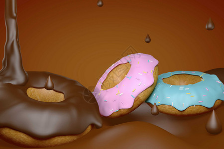 巧克力淋面巧克力甜甜圈设计图片