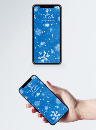 白色圣诞海报雪花背景手机壁纸模板