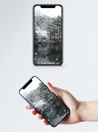 树林雪地森林雪景手机壁纸模板