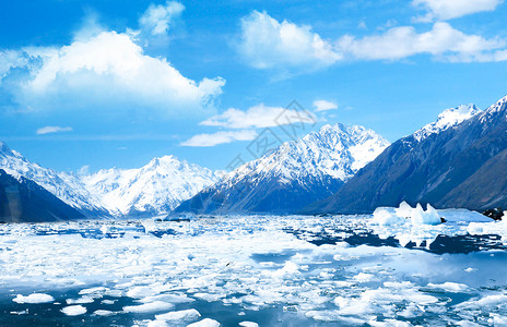 冰川湖泊冬季冰雪设计图片