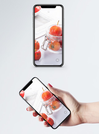 新鲜水果食材新鲜山楂手机壁纸模板