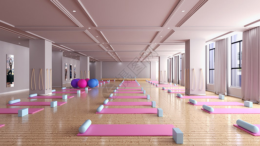 健身垫瑜伽教室设计图片