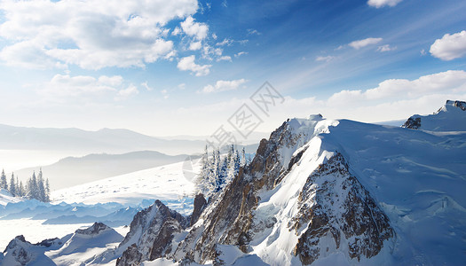 雪山风光全景图冬季雪景设计图片