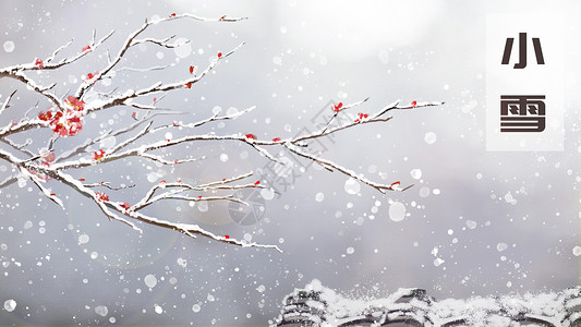 树头小雪-雪压枝头插画