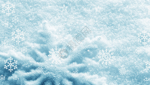 冬季漂浮蓝色雪雪花背景设计图片