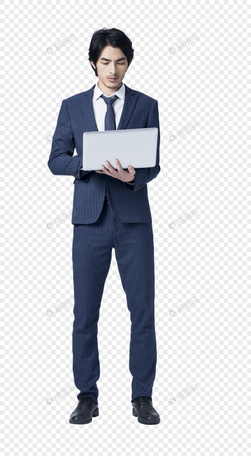 西装商务男士笔记本电脑展示图片