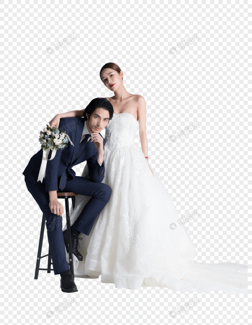 穿婚纱西装的情侣图片