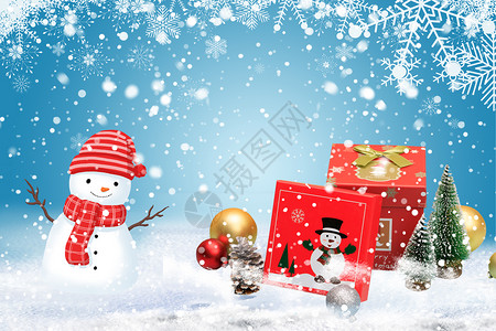 冬季雪中人物圣诞节设计图片
