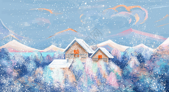梦幻冬季浪漫雪景高清图片