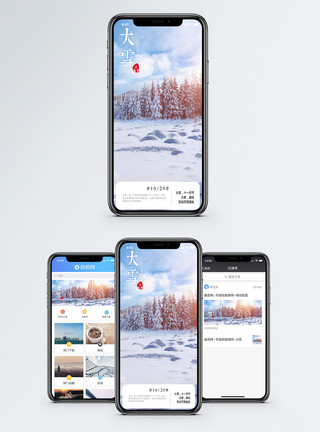 唯美雪景大雪手机海报配图模板