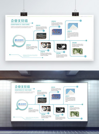 历程文化简约清新企业文化宣传展板模板