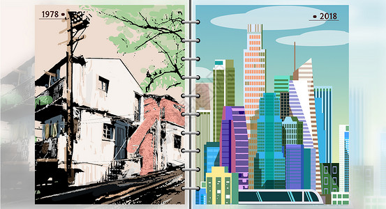 城市台历改革开放40年插画