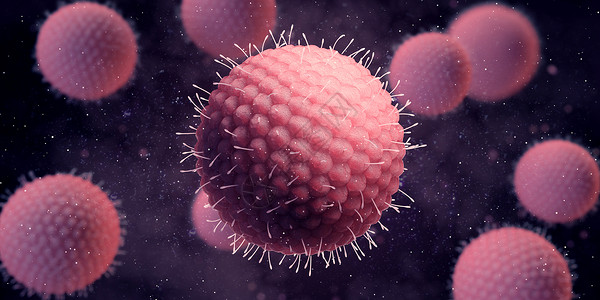 立体粉色数字细菌病毒场景设计图片
